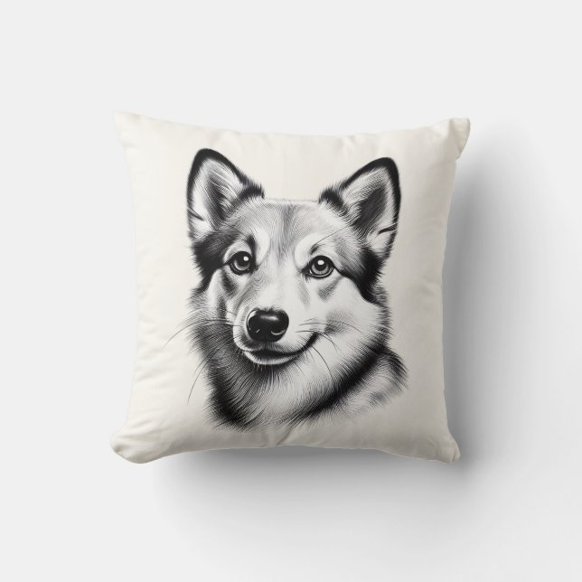 Teckning Norsk Lundehund Kudde (Framsida)