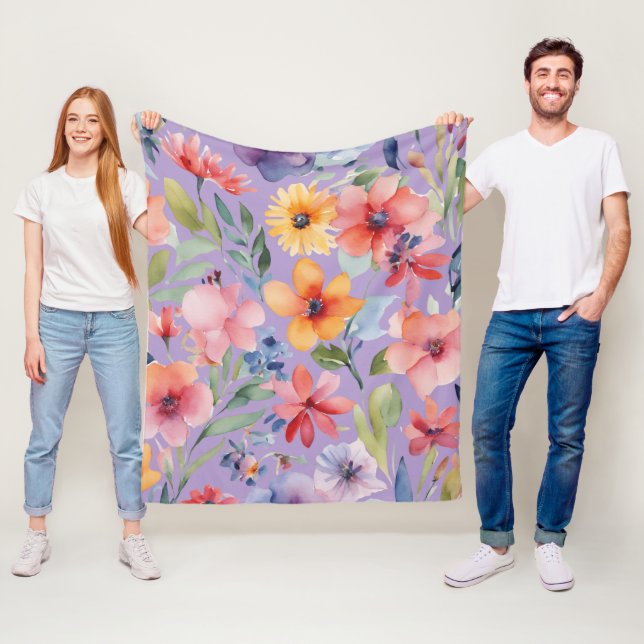 Teckning om en blommigt i vattenfärg fleecefilt (På plats)