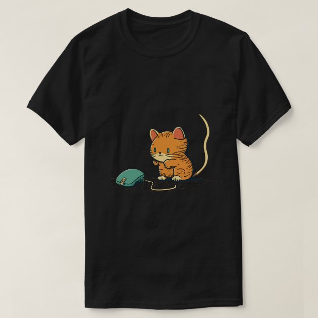 Teckning om en Kitten som jagar en datormus T Shirt (Design framsida)
