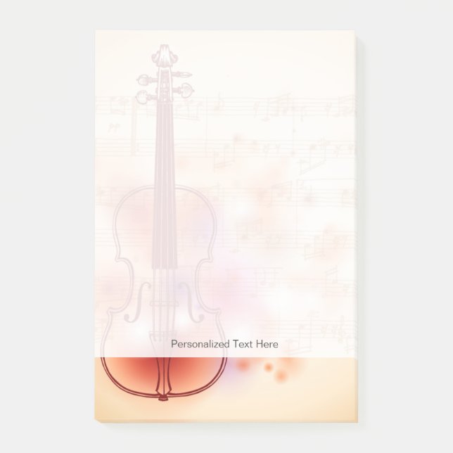 Teckning på vattenfärgsbakgrund för violin post-it block (Framsida)