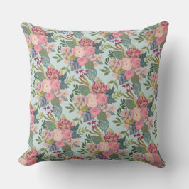 Teckning Rum_Ljusblå_Liten Blommigt Pillow Kudde