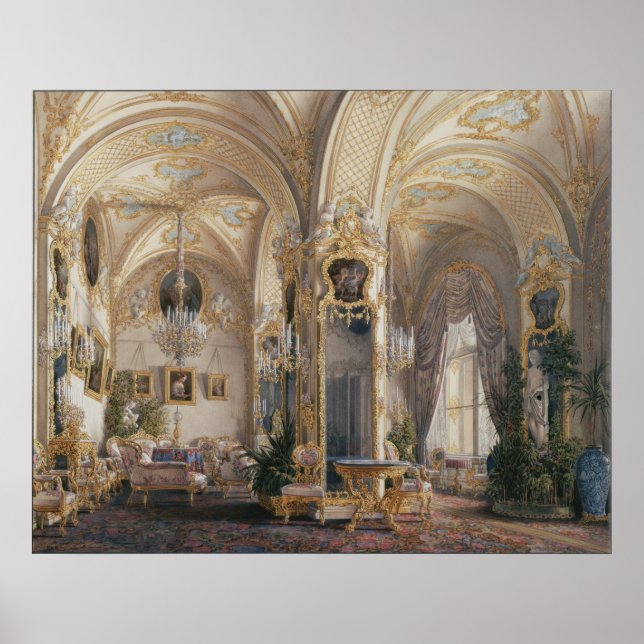 Teckning-rummet i Rococo II Stil, med cupider Poster (Framsidan)