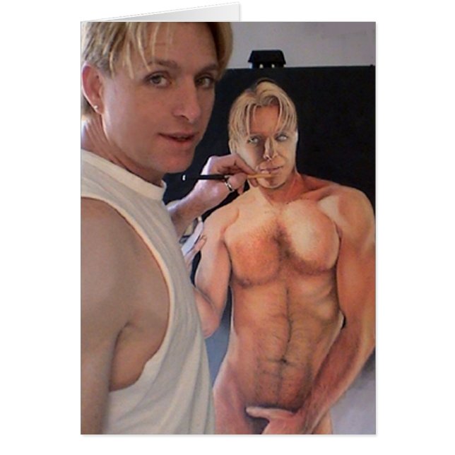 Teckning Självporträtt Hälsningskort (Framsidan)