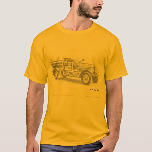 teckning-skjorta med brandblyertspenna lastbil t-shirt (Framsida)