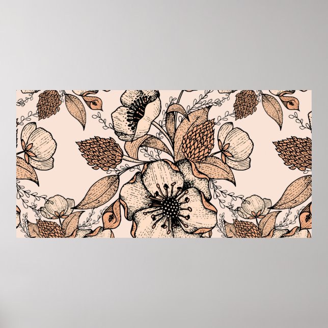 Teckning sömlös mönster. Ljus färg. Vinta Poster (Framsidan)