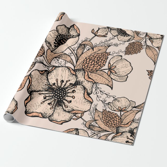 Teckning sömlös mönster. Ljus färg. Vinta Presentpapper (Utrullad)