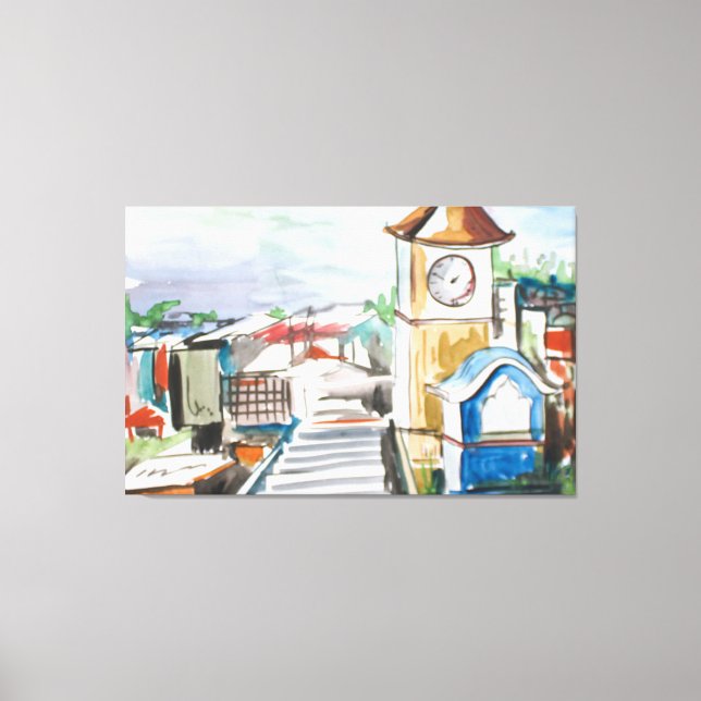 Teckning: Town Square Wall Art Art Canvastryck (Framsida)