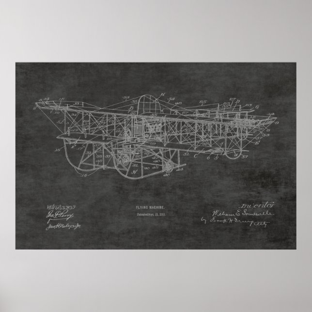 teckning-utskrift för flygplanspatenten Maskin 191 Poster (Framsidan)