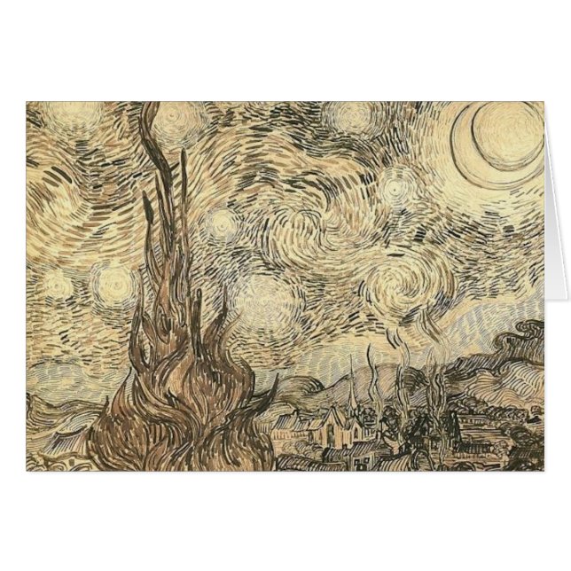 teckning Van Gogh för starry natt Hälsningskort (Framsidan Horizontal)