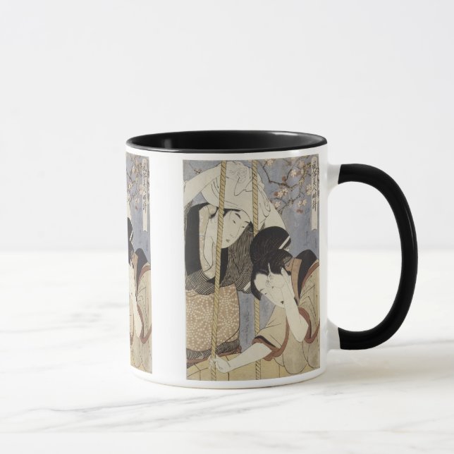 Teckning Vatten for Breakfast, Utamaro, 1795 Mugg (Höger)
