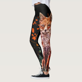Teckningen av djur konst för den röda räven och leggings