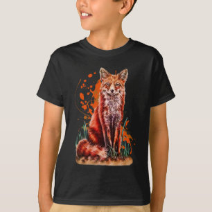 Teckningen av djur konst för den röda räven och tee shirt