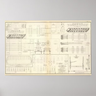 Teckningfartyg, överbryggar, vagnar, projektilar poster