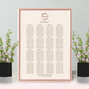 Teckningsskum för monogram Bröllop-sätesdiagram Poster
