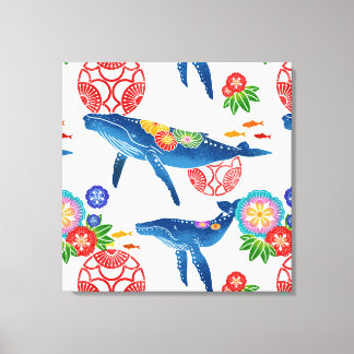 teckningsutskrift för kinawan bingata stil mönster canvastryck