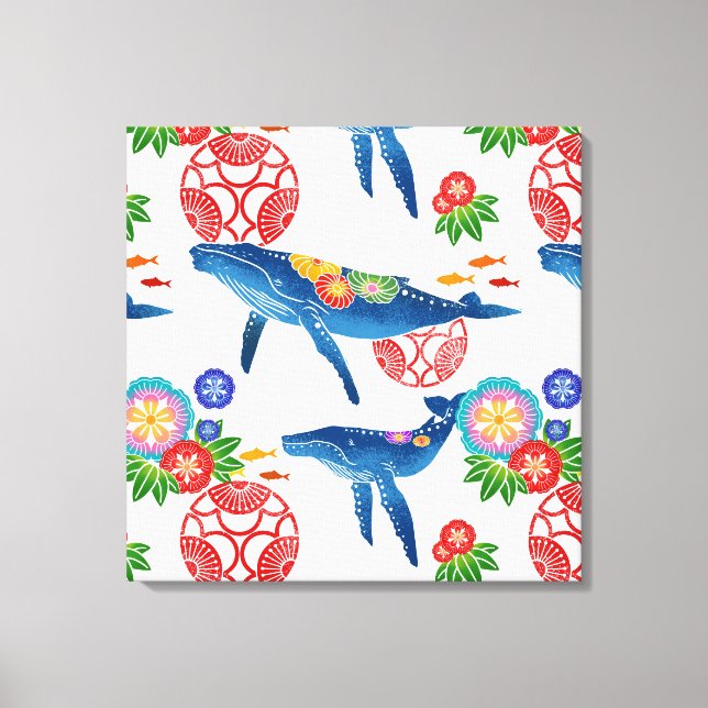 teckningsutskrift för kinawan bingata stil mönster canvastryck (Framsida)