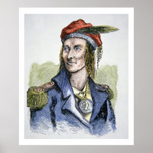 Tecumseh (1768-1813) (färgad engrave) poster