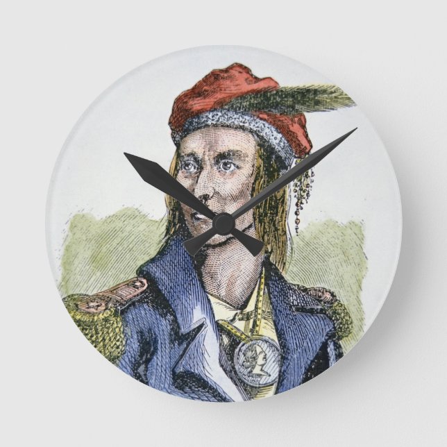 Tecumseh (1768-1813) (färgad engrave) rund klocka (Framsida)