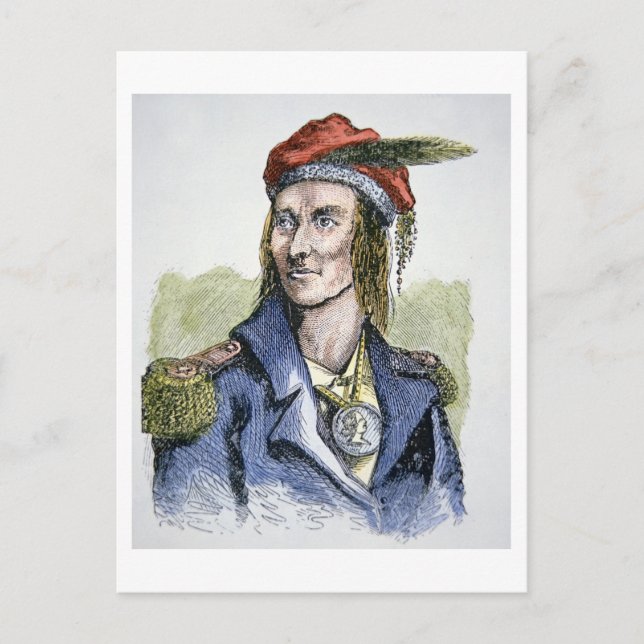 Tecumseh (1768-1813) (färgad engrave) vykort (Framsida)