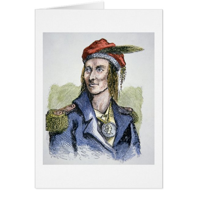Tecumseh (1768-1813) (färgad gravyr) hälsningskort (Framsidan)