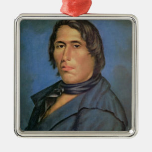 Tecumseh (1768-1813) (olja på kanfas) julgransprydnad metall