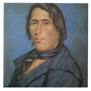 Tecumseh (1768-1813) (olja på kanfas) kakelplatta