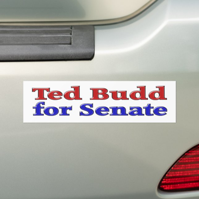 Ted Budd till senaten med röd blå text Bildekal (På Bil)