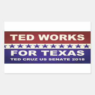 Ted fungerar för Texas röd vit, och blått Rektangulärt Klistermärke