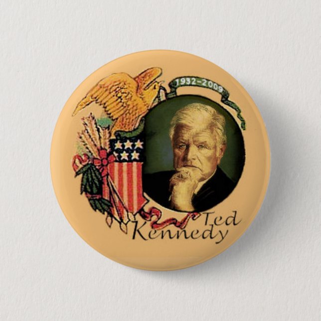 Ted Kennedy Retro Memorial Button Knapp (Framsida)