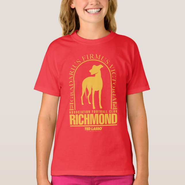 Ted Lasso | AFC Richmond Guld Arched Logotyp T Shirt (Framsida)