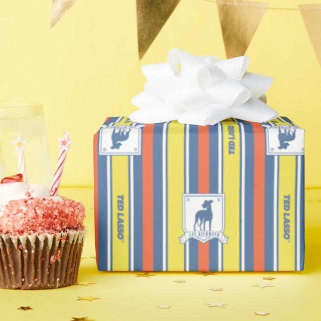 Ted Lasso | AFC Richmond Logo Stripe Pattern Presentpapper (Födelsedagsfest)