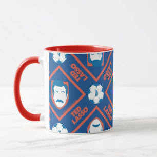Ted Lasso Ansikte och Boll Diamond Mönster Mugg
