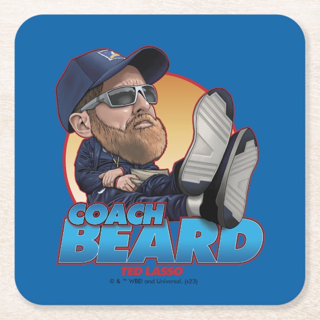 Ted Lasso | Coach Beard Bobblehead Underlägg Papper Kvadrat (Framsidan)
