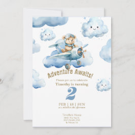 Tedddys andra födelsedag Himmel-High Äventyr Inbjudningar