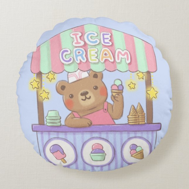 Tedddy's Ice Cream Parlor Rund Kudde (Framsidan)