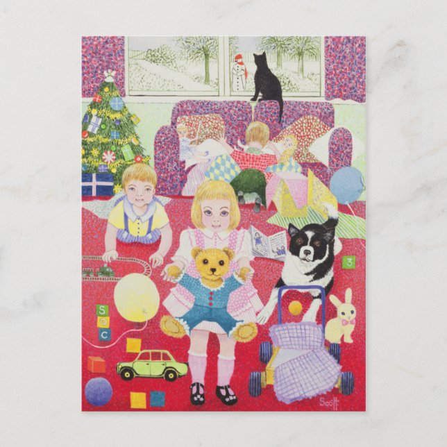 Tedddy's jul Pajamas Helg Vykort (Framsida)