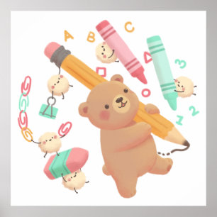 Teddy är tillbaka till skolillustrationen poster