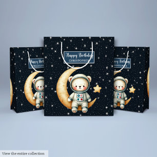 Teddy Astronaut Gift Bag för Boy Birthday Bash