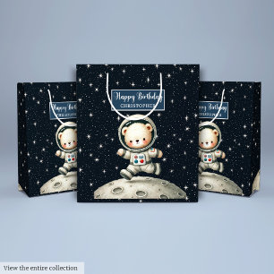 Teddy Astronaut Gift Bag för Little Boy Party