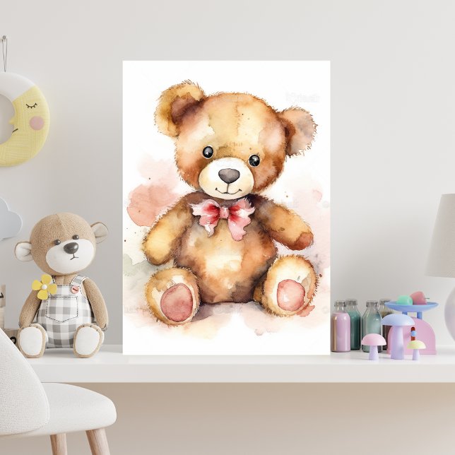 Teddy baby bär med bockvattenfärg poster (Skapare uppladdad)
