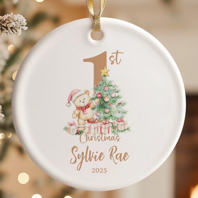 Teddy Baby första jul Julgransprydnad Keramik (Skapare uppladdad)