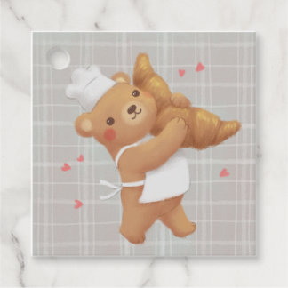 Teddy Baker med Croissant Gåvor Etiketter