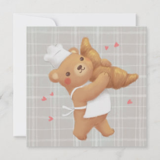 Teddy Baker med Croissant Inbjudningar