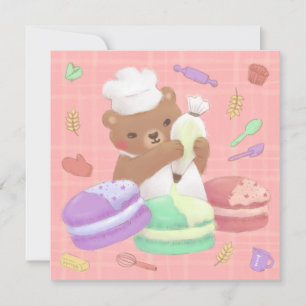 Teddy Baker med Macarons Inbjudningar