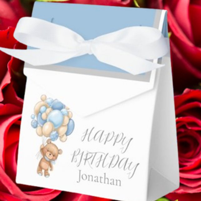 Teddy Ballong Björn knappt Vänta Födelsedags Pojke Presentaskar (Celebrate your little one’s special day with a Teddy Balloon Bearly Wait Birthday Boy Favor Box )