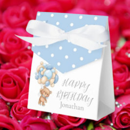 Teddy Balloon Barly Wait Birthday Boy Blue Favor Presentaskar