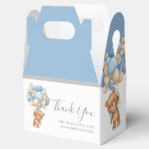 Teddy Balloon Blue Favor Box