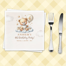 Teddy Bear 4th Birthday Party Napkins Pappersservett