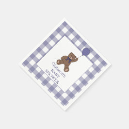 Teddy Bear and Balloon Purple Baby Shower Pappersservett