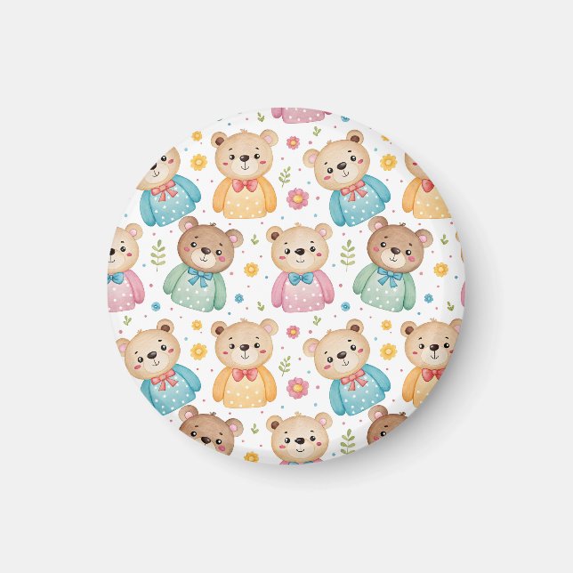 Teddy bear and flowers magnet (Framsidan)